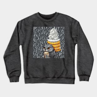 my happy cut cat love ice cream Crewneck Sweatshirt